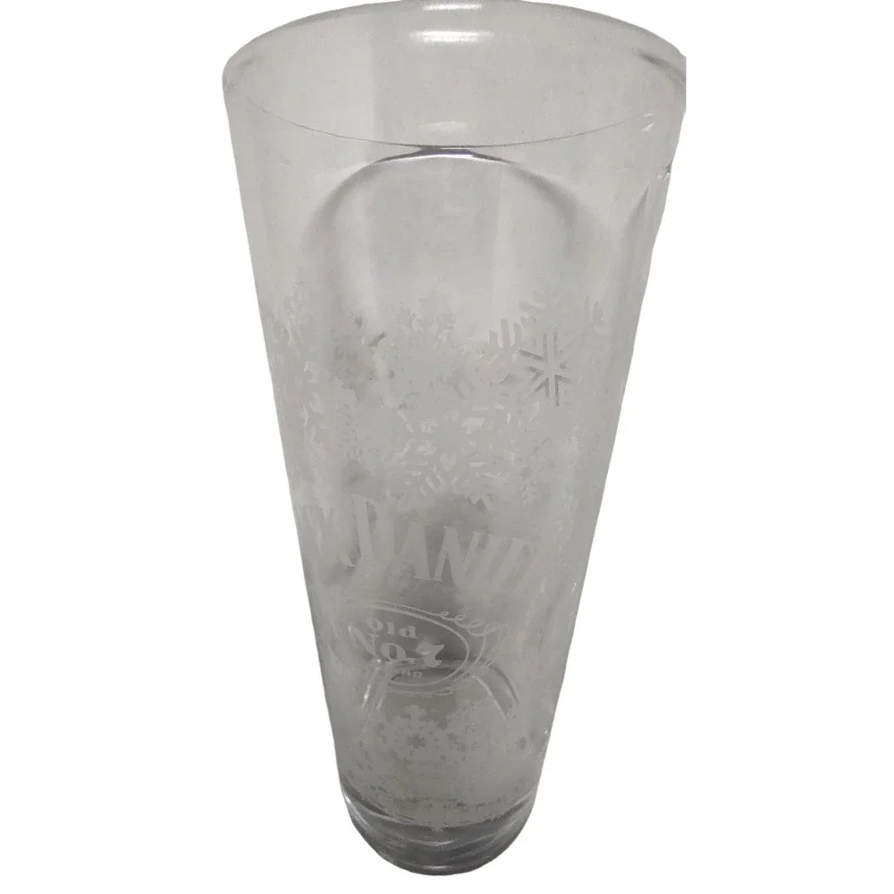 Jack Daniels Old No 7 Brand Tall Whiskey Glasses Snowflake Design 10 oz Set of 2